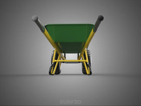 GREEN YELLOW WHEELBARROW CONTRACTOR LANDSCAPER GRADE GARDEN CART 3D Model