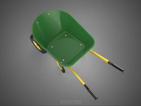 GREEN YELLOW WHEELBARROW CONTRACTOR LANDSCAPER GRADE GARDEN CART 3D Model
