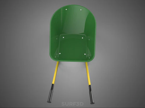 GREEN YELLOW WHEELBARROW CONTRACTOR LANDSCAPER GRADE GARDEN CART 3D Model