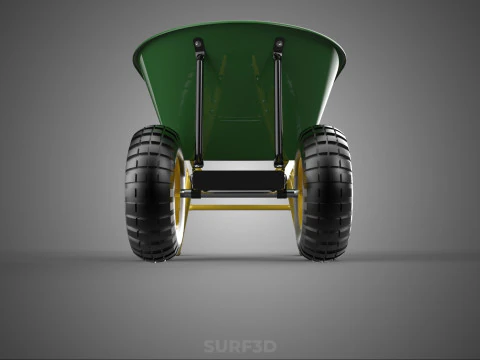 GREEN YELLOW WHEELBARROW CONTRACTOR LANDSCAPER GRADE GARDEN CART 3D Model