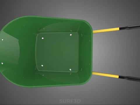 GREEN YELLOW WHEELBARROW CONTRACTOR LANDSCAPER GRADE GARDEN CART 3D Model