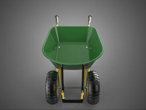 GREEN YELLOW WHEELBARROW CONTRACTOR LANDSCAPER GRADE GARDEN CART 3D Model
