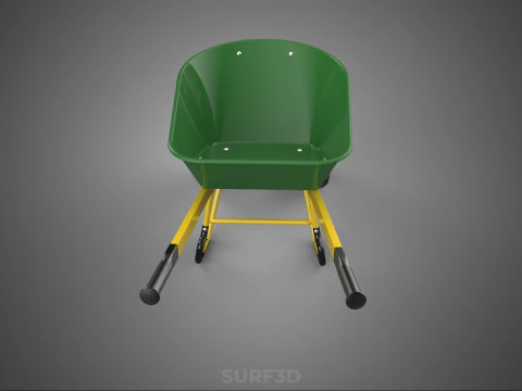 GREEN YELLOW WHEELBARROW CONTRACTOR LANDSCAPER GRADE GARDEN CART 3D Model