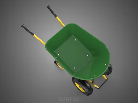 GREEN YELLOW WHEELBARROW CONTRACTOR LANDSCAPER GRADE GARDEN CART 3D Model