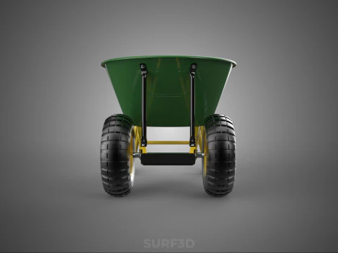 GREEN YELLOW WHEELBARROW CONTRACTOR LANDSCAPER GRADE GARDEN CART 3D Model