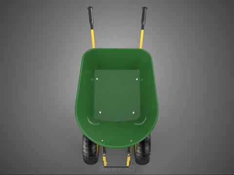 GREEN YELLOW WHEELBARROW CONTRACTOR LANDSCAPER GRADE GARDEN CART 3D Model