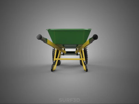 GREEN YELLOW WHEELBARROW CONTRACTOR LANDSCAPER GRADE GARDEN CART 3D Model