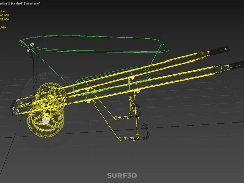 GREEN YELLOW WHEELBARROW CONTRACTOR LANDSCAPER GRADE GARDEN CART 3D Model