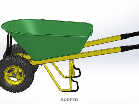GREEN YELLOW WHEELBARROW CONTRACTOR LANDSCAPER GRADE GARDEN CART 3D Model