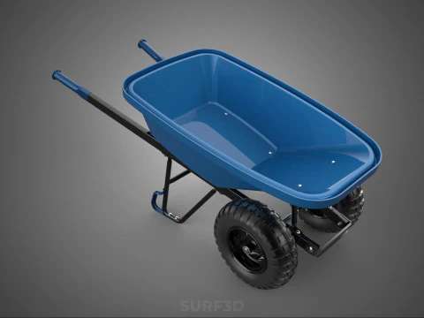 HEAVY DUTY TWIN WHEEL HAND CART WHEELBARROW TROLLEY WAGON TRAY 3D Model