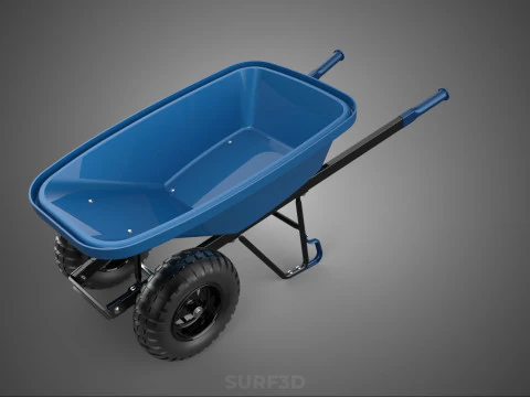 HEAVY DUTY TWIN WHEEL HAND CART WHEELBARROW TROLLEY WAGON TRAY 3D Model