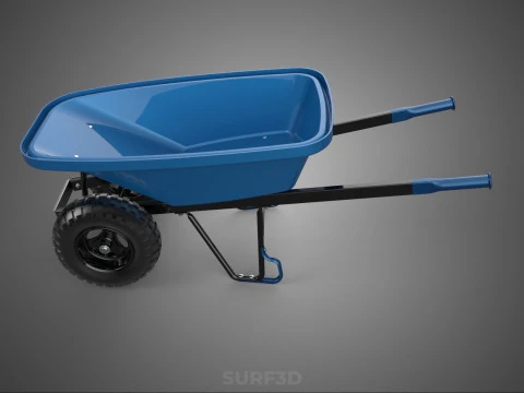 HEAVY DUTY TWIN WHEEL HAND CART WHEELBARROW TROLLEY WAGON TRAY 3D Model