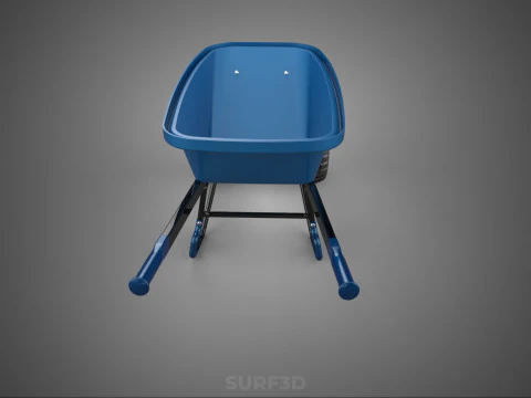 HEAVY DUTY TWIN WHEEL HAND CART WHEELBARROW TROLLEY WAGON TRAY 3D Model