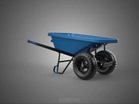 HEAVY DUTY TWIN WHEEL HAND CART WHEELBARROW TROLLEY WAGON TRAY 3D Model