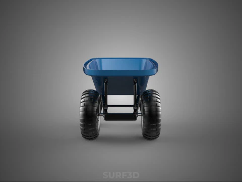 HEAVY DUTY TWIN WHEEL HAND CART WHEELBARROW TROLLEY WAGON TRAY 3D Model