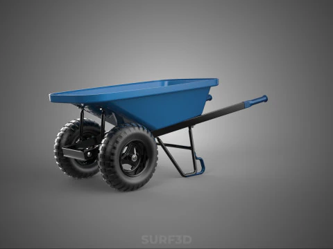 HEAVY DUTY TWIN WHEEL HAND CART WHEELBARROW TROLLEY WAGON TRAY 3D Model