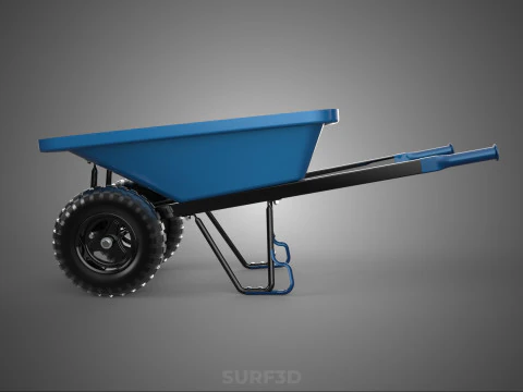HEAVY DUTY TWIN WHEEL HAND CART WHEELBARROW TROLLEY WAGON TRAY 3D Model