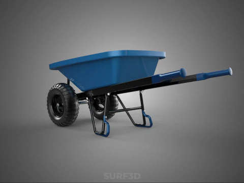 HEAVY DUTY TWIN WHEEL HAND CART WHEELBARROW TROLLEY WAGON TRAY 3D Model
