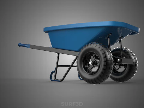 HEAVY DUTY TWIN WHEEL HAND CART WHEELBARROW TROLLEY WAGON TRAY 3D Model