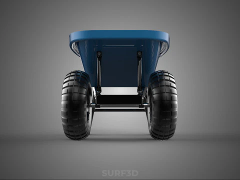 HEAVY DUTY TWIN WHEEL HAND CART WHEELBARROW TROLLEY WAGON TRAY 3D Model
