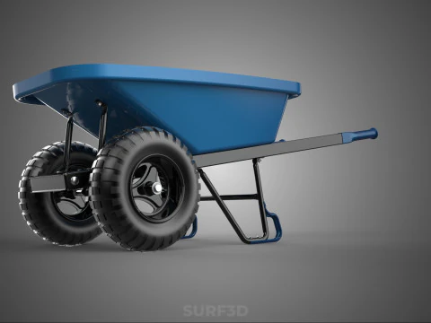HEAVY DUTY TWIN WHEEL HAND CART WHEELBARROW TROLLEY WAGON TRAY 3D Model