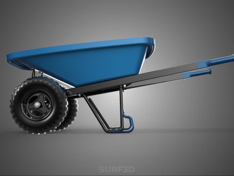 HEAVY DUTY TWIN WHEEL HAND CART WHEELBARROW TROLLEY WAGON TRAY 3D Model