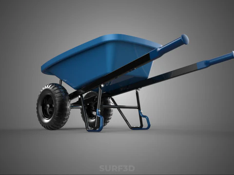 HEAVY DUTY TWIN WHEEL HAND CART WHEELBARROW TROLLEY WAGON TRAY 3D Model