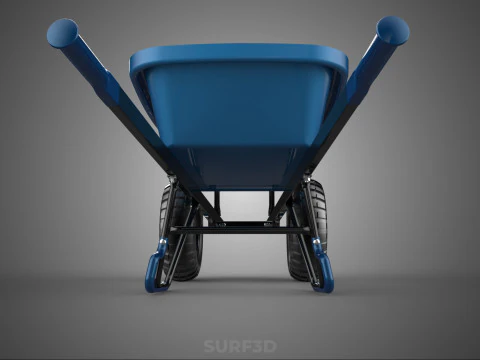 HEAVY DUTY TWIN WHEEL HAND CART WHEELBARROW TROLLEY WAGON TRAY 3D Model