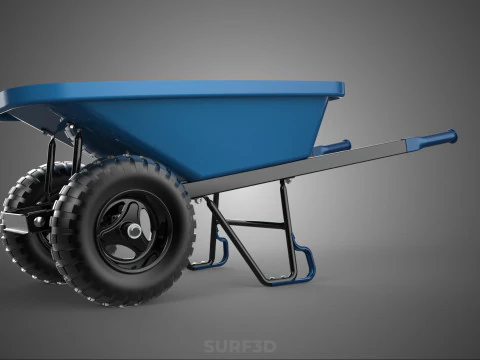 HEAVY DUTY TWIN WHEEL HAND CART WHEELBARROW TROLLEY WAGON TRAY 3D Model