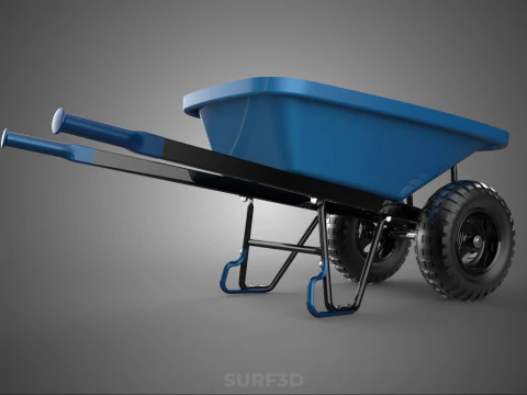 HEAVY DUTY TWIN WHEEL HAND CART WHEELBARROW TROLLEY WAGON TRAY 3D Model