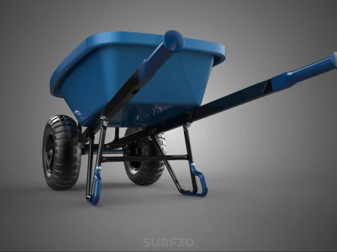 HEAVY DUTY TWIN WHEEL HAND CART WHEELBARROW TROLLEY WAGON TRAY 3D Model