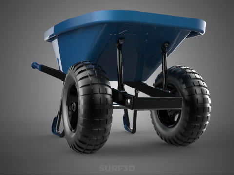 HEAVY DUTY TWIN WHEEL HAND CART WHEELBARROW TROLLEY WAGON TRAY 3D Model