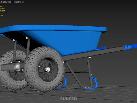HEAVY DUTY TWIN WHEEL HAND CART WHEELBARROW TROLLEY WAGON TRAY 3D Model