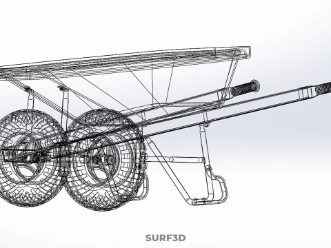 HEAVY DUTY TWIN WHEEL HAND CART WHEELBARROW TROLLEY WAGON TRAY 3D Model