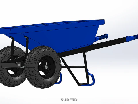 HEAVY DUTY TWIN WHEEL HAND CART WHEELBARROW TROLLEY WAGON TRAY 3D Model
