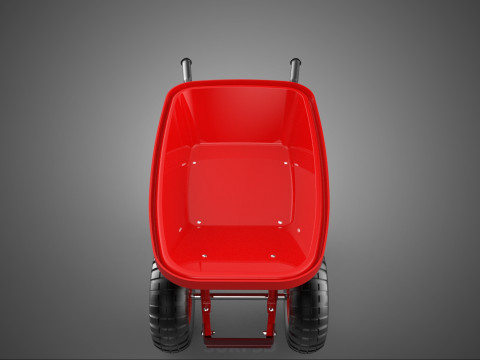 BROUETTE ROUGE MAIN MANUEL CHARIOT ROUE CHARIOT WAGON PLATEAU POUSSER Modèle 3D