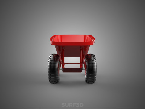 BROUETTE ROUGE MAIN MANUEL CHARIOT ROUE CHARIOT WAGON PLATEAU POUSSER Modèle 3D