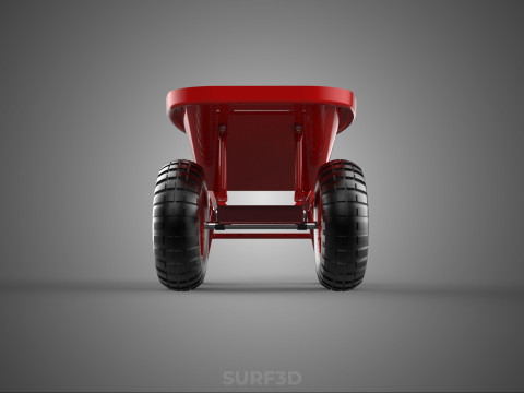 BROUETTE ROUGE MAIN MANUEL CHARIOT ROUE CHARIOT WAGON PLATEAU POUSSER Modèle 3D