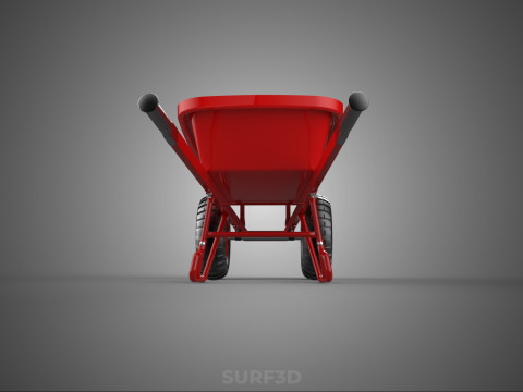 BROUETTE ROUGE MAIN MANUEL CHARIOT ROUE CHARIOT WAGON PLATEAU POUSSER Modèle 3D