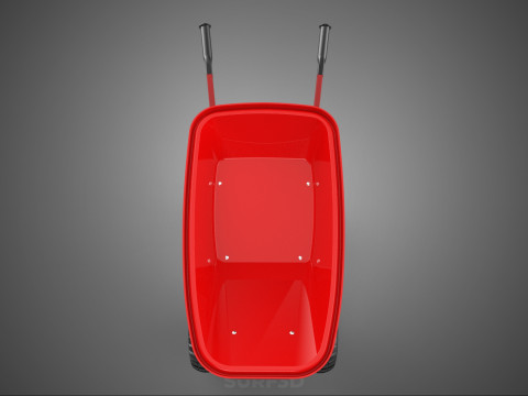 BROUETTE ROUGE MAIN MANUEL CHARIOT ROUE CHARIOT WAGON PLATEAU POUSSER Modèle 3D