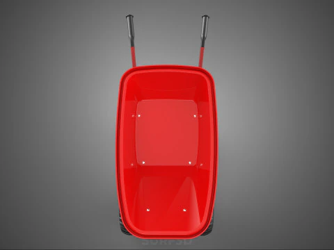 RED WHEELBARROW HAND MANUAL CART WHEEL TROLLEY WAGON TRAY PUSH 3D Model
