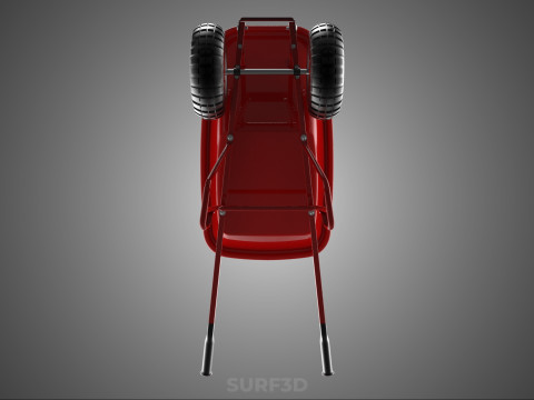 BROUETTE ROUGE MAIN MANUEL CHARIOT ROUE CHARIOT WAGON PLATEAU POUSSER Modèle 3D