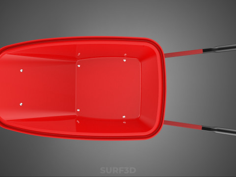 BROUETTE ROUGE MAIN MANUEL CHARIOT ROUE CHARIOT WAGON PLATEAU POUSSER Modèle 3D