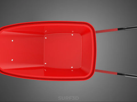 RED WHEELBARROW HAND MANUAL CART WHEEL TROLLEY WAGON TRAY PUSH 3D Model