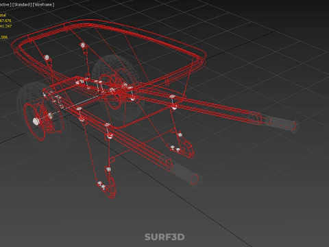 RED WHEELBARROW HAND MANUAL CART WHEEL TROLLEY WAGON TRAY PUSH 3D Model