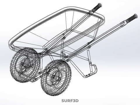 BROUETTE ROUGE MAIN MANUEL CHARIOT ROUE CHARIOT WAGON PLATEAU POUSSER Modèle 3D