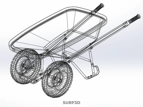 RED WHEELBARROW HAND MANUAL CART WHEEL TROLLEY WAGON TRAY PUSH 3D Model
