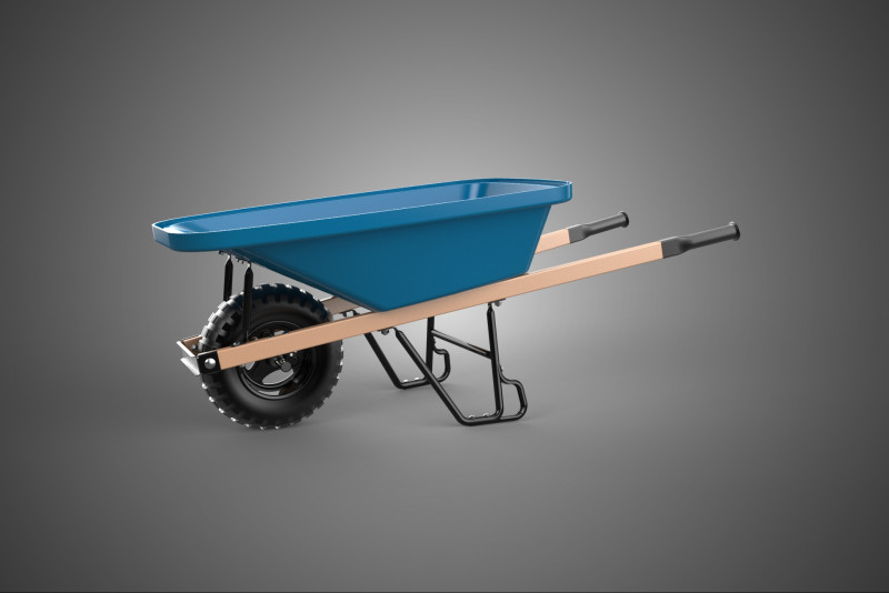 WOOD WOODEN HANDLES HANDLE STEEL FRAME WHEEL BARROW WHEELBARROW 3D Model .c4d .max .obj .3ds .fbx .stl .blend 