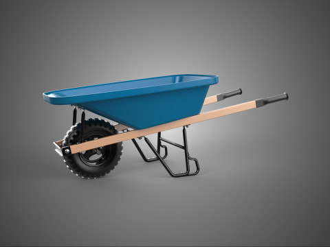 木木把手 钢架手推车 手推车 3D 模型