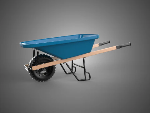 लकड़ी लकड़ी के हैंडल हैंडल स्टील फ्रेम व्हील बैरो व्हील बैरो 3D मॉडल